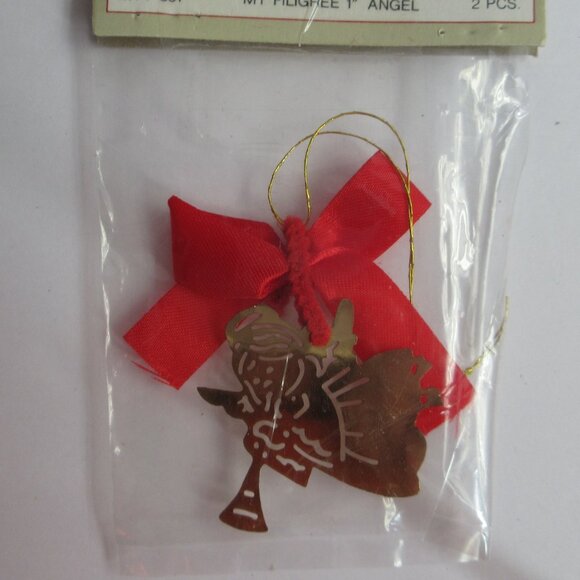 Mini Christmas Medley Metal Cloisonné & Filagree Lot 8 NOS Vintage Ornaments - Picture 11 of 11